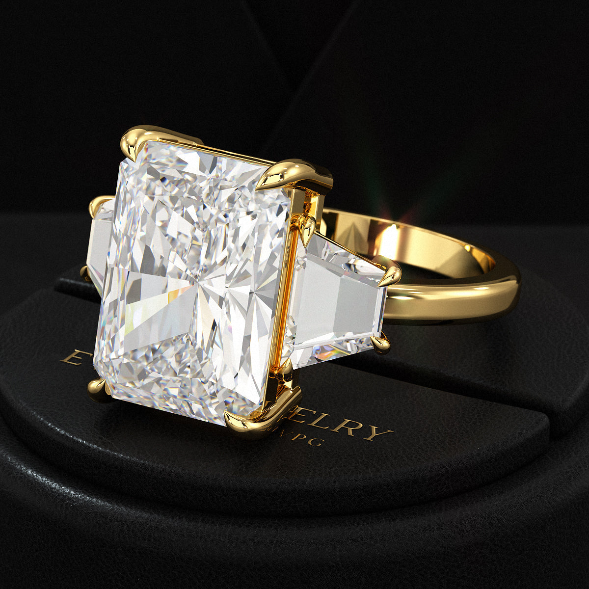 5 Carat Radiant Cut Diamond Engagement Ring
