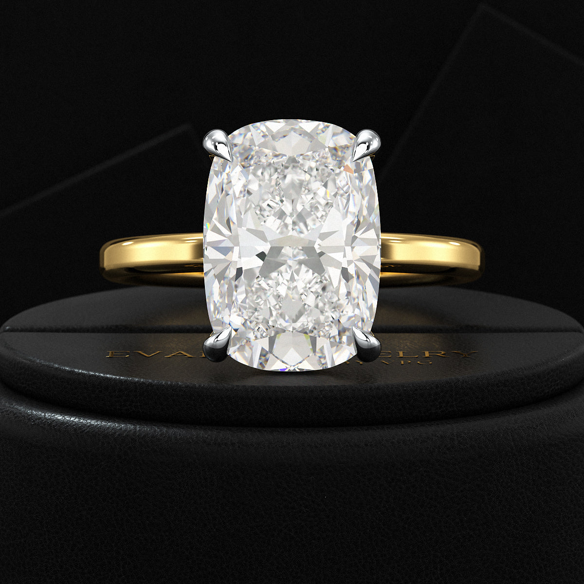 7 Carat Elongated Cushion Cut Diamond Anniversary Ring