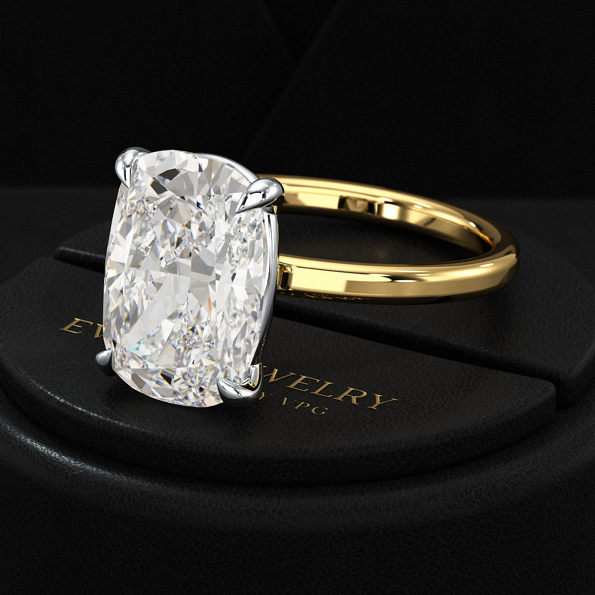 7 Carat Elongated Cushion Cut Diamond Anniversary Ring