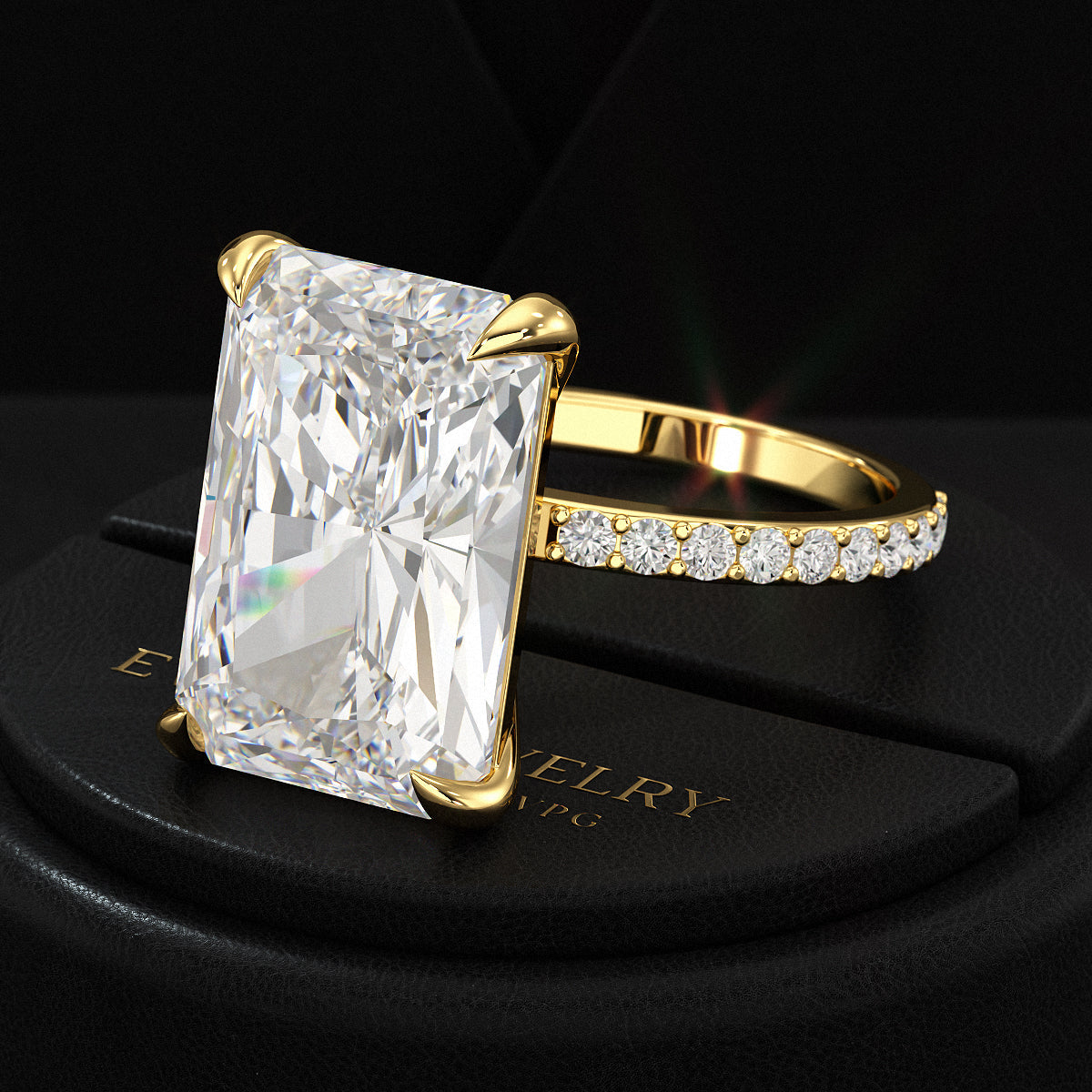 HUGE 10 Carat Radiant Cut Diamond Engagement Ring