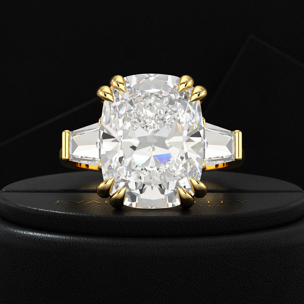 10 Carat Elongated Cushion Cut Diamond Engagement Ring