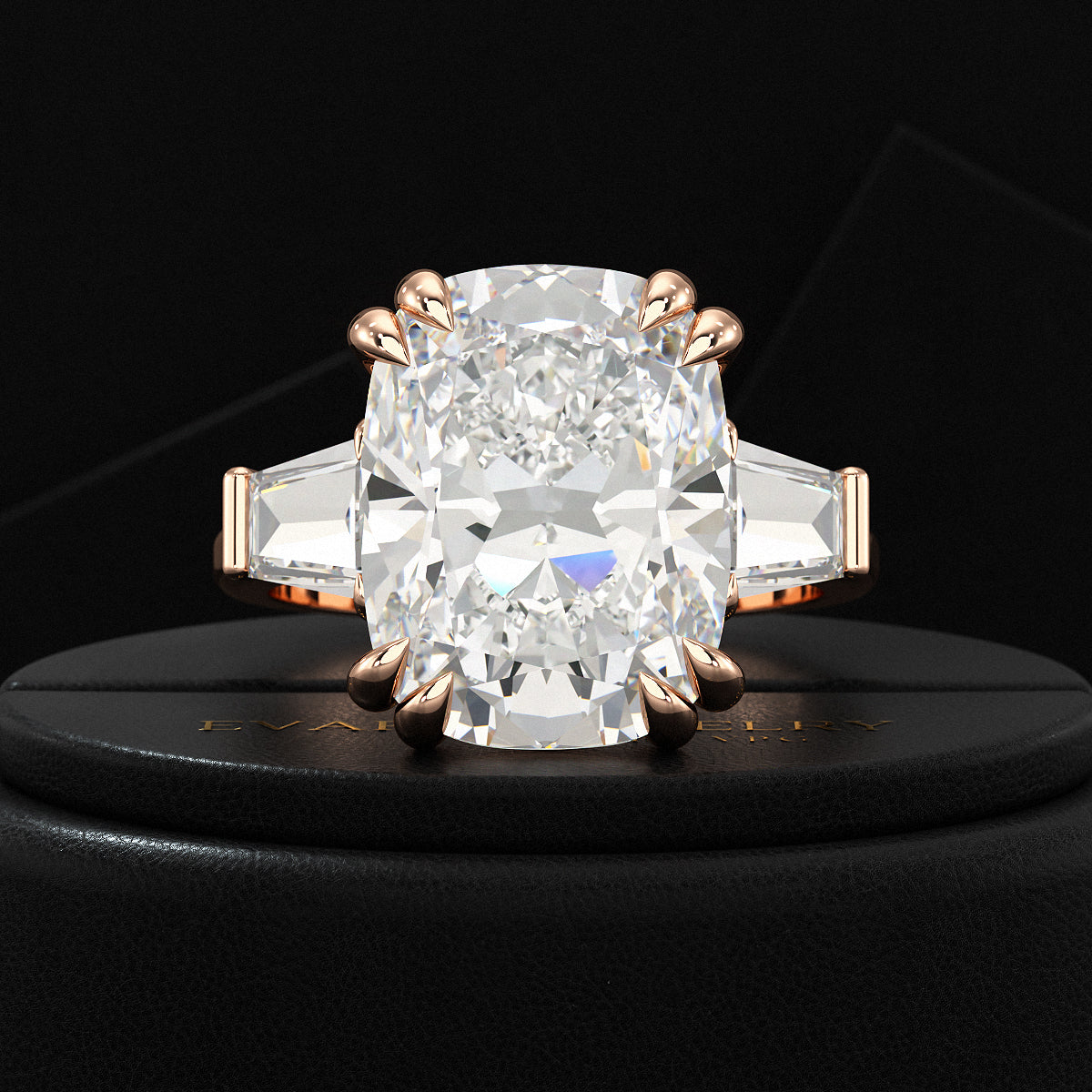 10 Carat Elongated Cushion Cut Diamond Engagement Ring