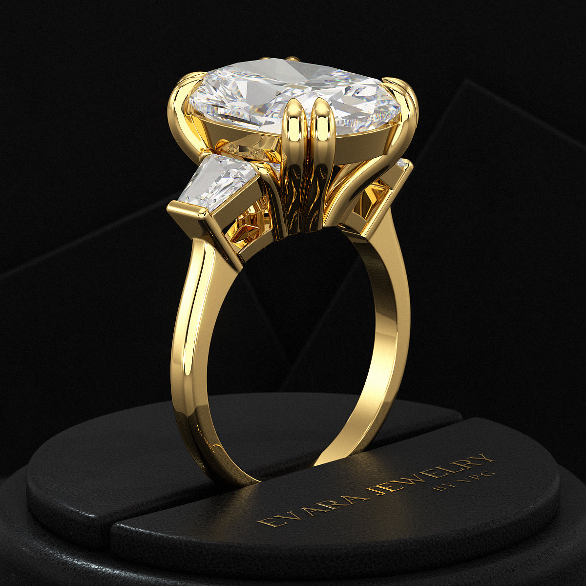 10 Carat Elongated Cushion Cut Diamond Engagement Ring