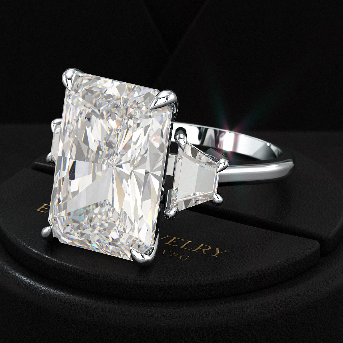 10 Carat Radiant Cut Diamond Engagement Ring