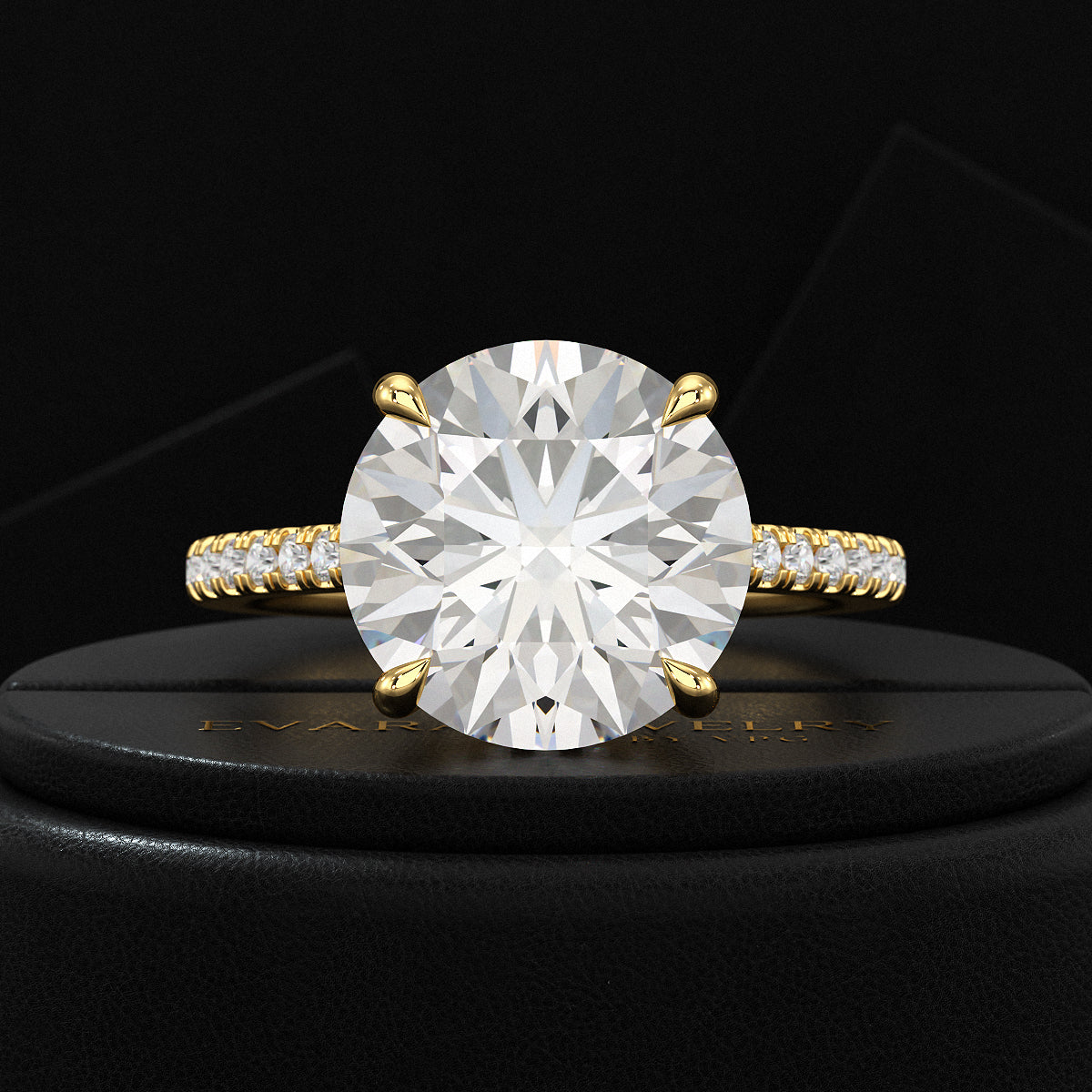 5 Carat Round Cut Diamond Thin French Pave Engagement Ring