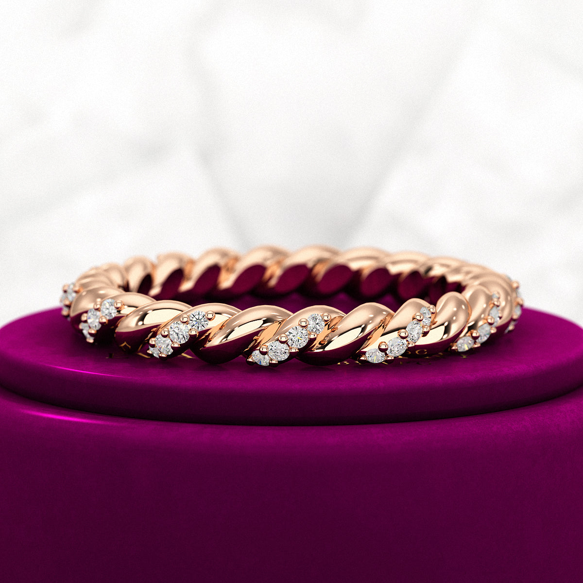 Diamond Stacking Band Ring with Brilliant Cut Round Lab Grown Diamonds - Evara Jewelry LLC