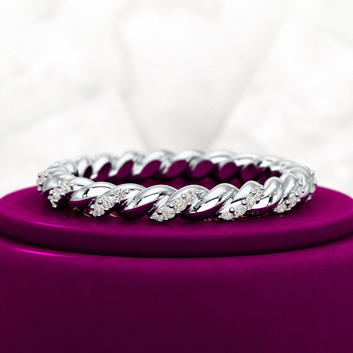 Diamond Stacking Band Ring with Brilliant Cut Round Lab Grown Diamonds - Evara Jewelry LLC