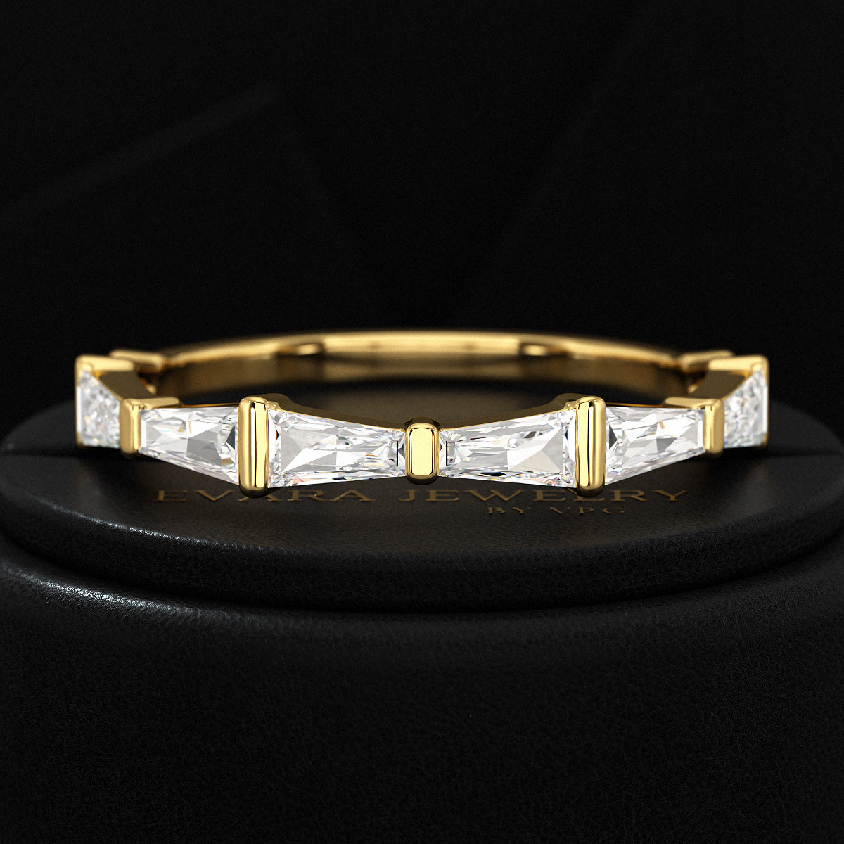 Baguette Cut Diamond Unique Wedding Stacking Band - Evara Jewelry LLC