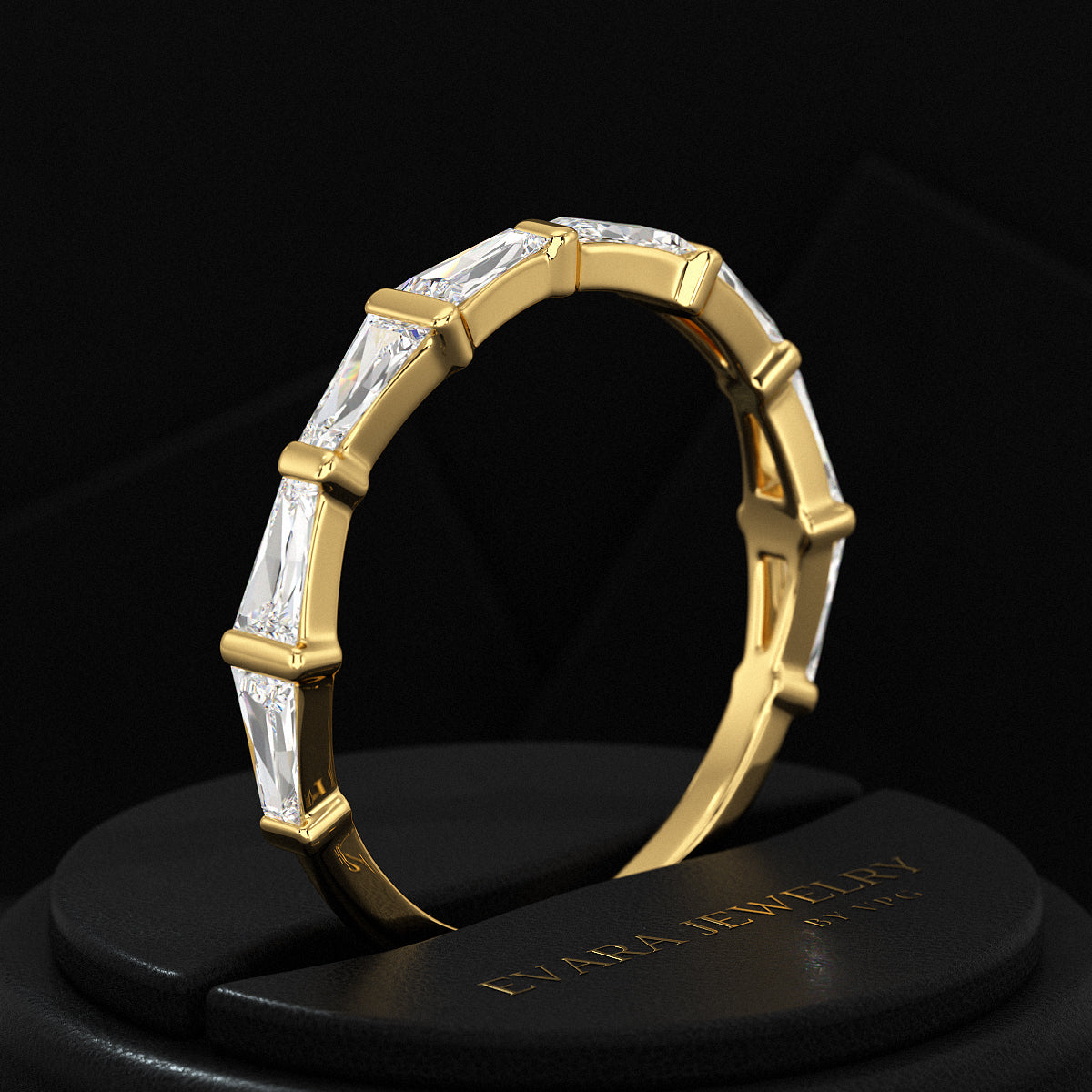 Baguette Cut Diamond Unique Wedding Stacking Band - Evara Jewelry LLC