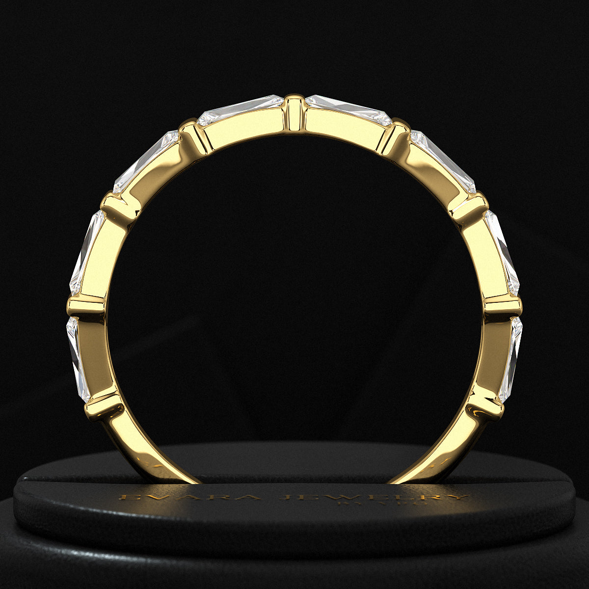 Baguette Cut Diamond Unique Wedding Stacking Band - Evara Jewelry LLC