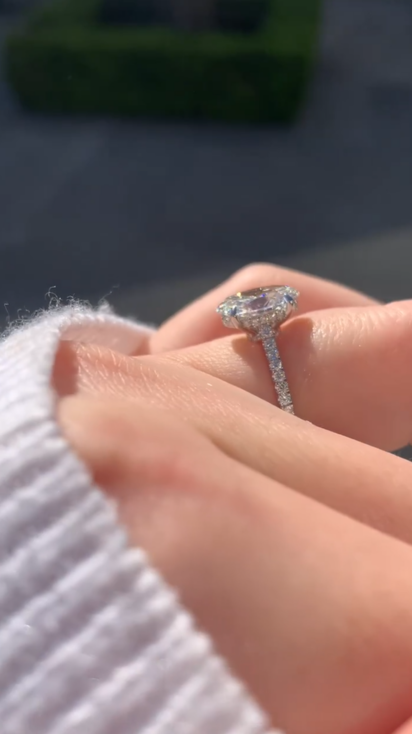 2.50 Carat Oval Cut Prong Set Lab Grown Diamond Engagement Ring with Pave Diamond Band - Evara Jewelry LLC