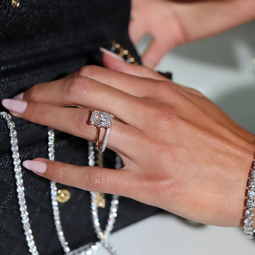 5 Carat Radiant Cut Diamond Solitaire Engagement Ring with Plain Band