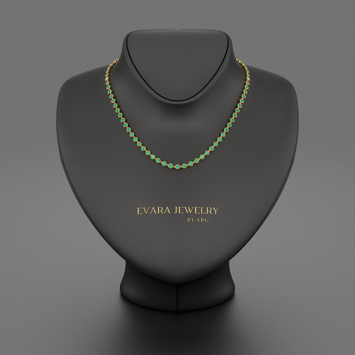 9.36 Carats Natural Emerald Choker Necklace in 14K Gold