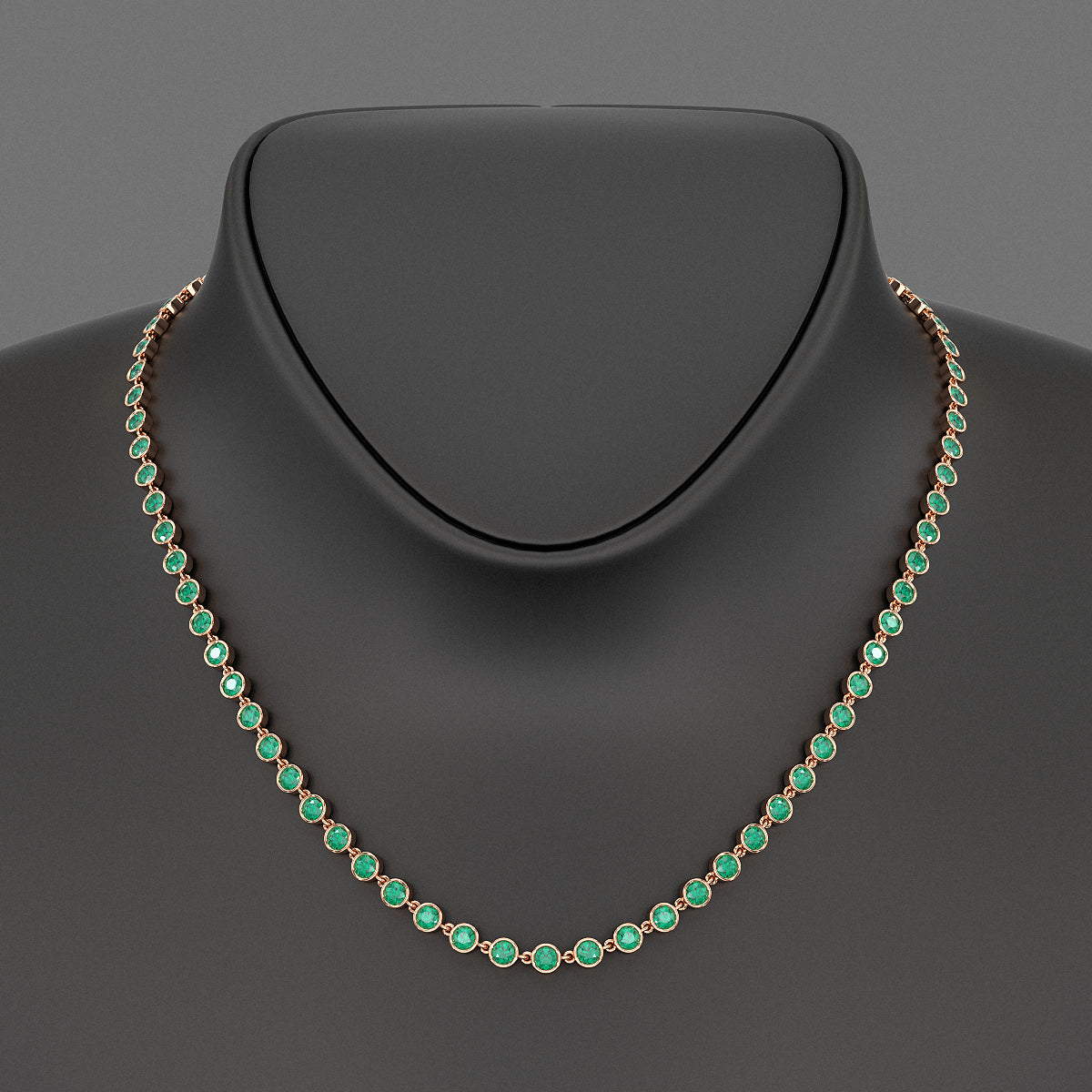 9.36 Carats Natural Emerald Choker Necklace in 14K Gold