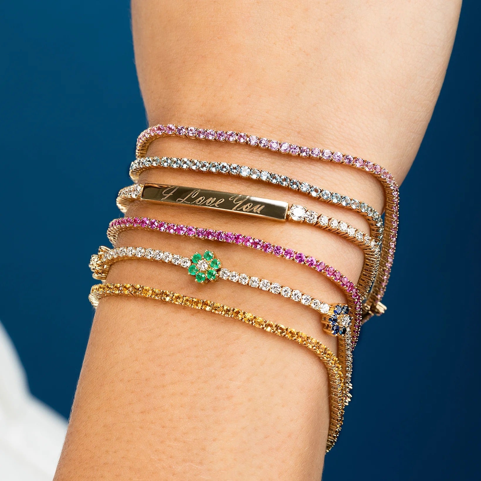 Personalized Citrine Tennis Bracelet in 14K/18K Yellow Gold / November Birthstone Bracelet - Evara Jewelry LLC