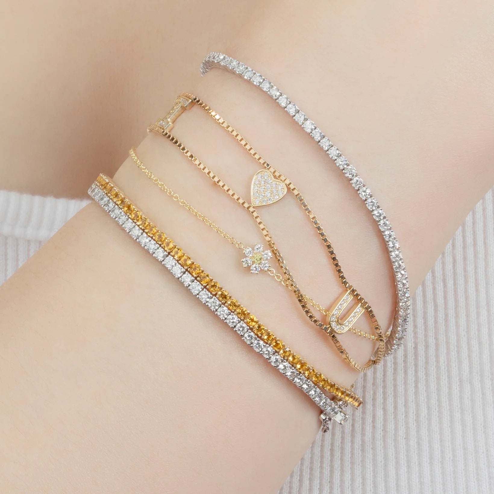 Personalized Citrine Tennis Bracelet in 14K/18K Yellow Gold / November Birthstone Bracelet - Evara Jewelry LLC