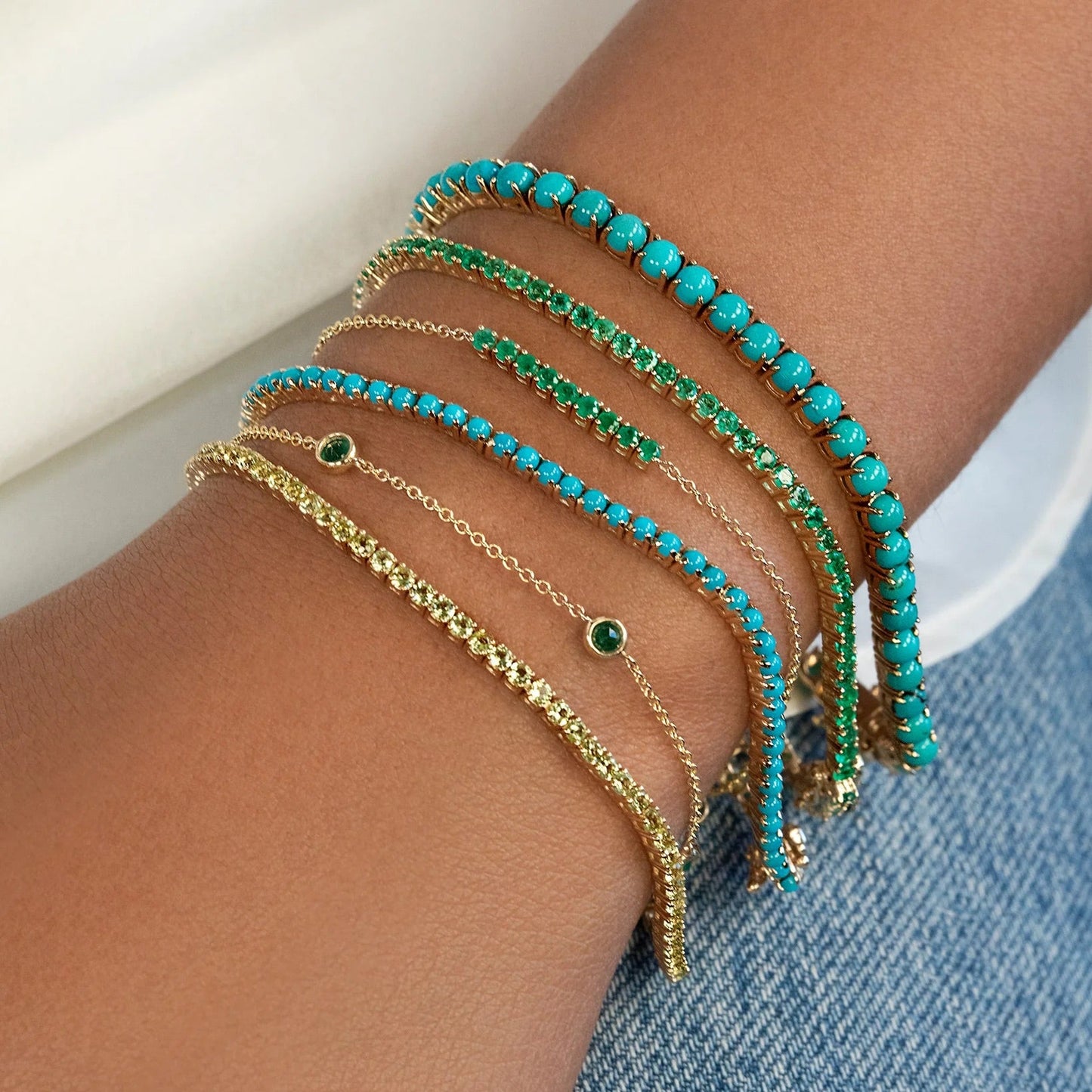 Peridot Tennis Bracelet in 14K/18K White Gold / August Birthstone Bracelet - Evara Jewelry LLC