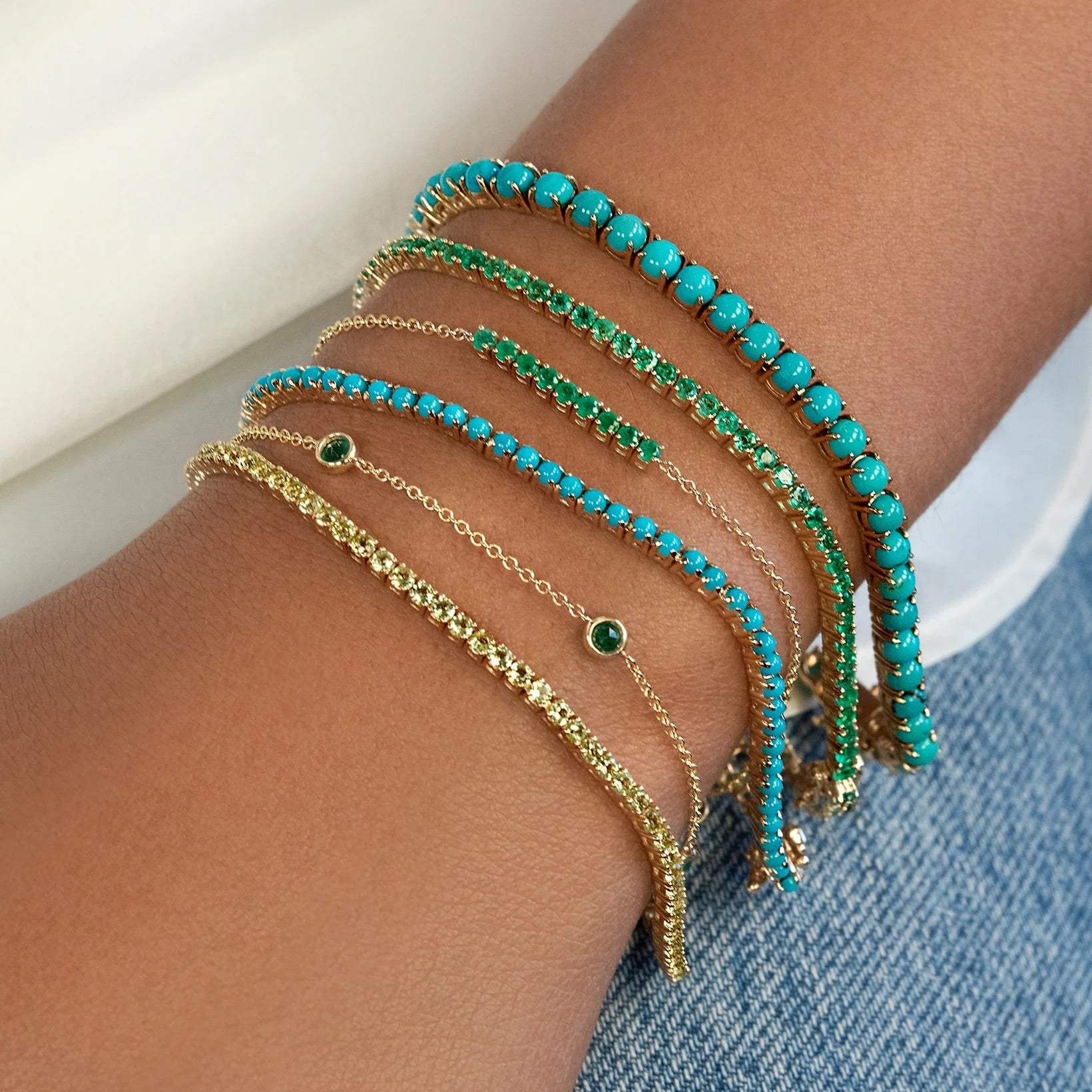 Peridot Tennis Bracelet in 14K/18K White Gold / August Birthstone Bracelet - Evara Jewelry LLC