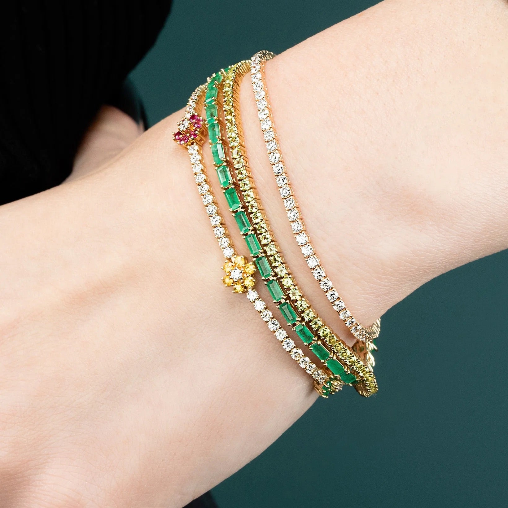 Peridot Tennis Bracelet in 14K/18K White Gold / August Birthstone Bracelet - Evara Jewelry LLC