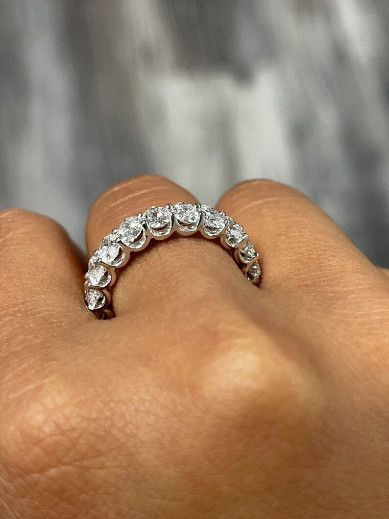 5 Carat Oval Cut Diamond Minimalist Eternity Wedding Band - Evara Jewelry LLC