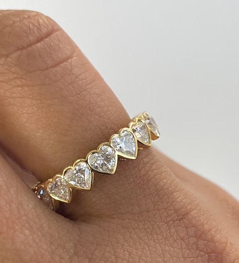 3 Carat Heart Cut Diamond Wedding Band - Evara Jewelry LLC