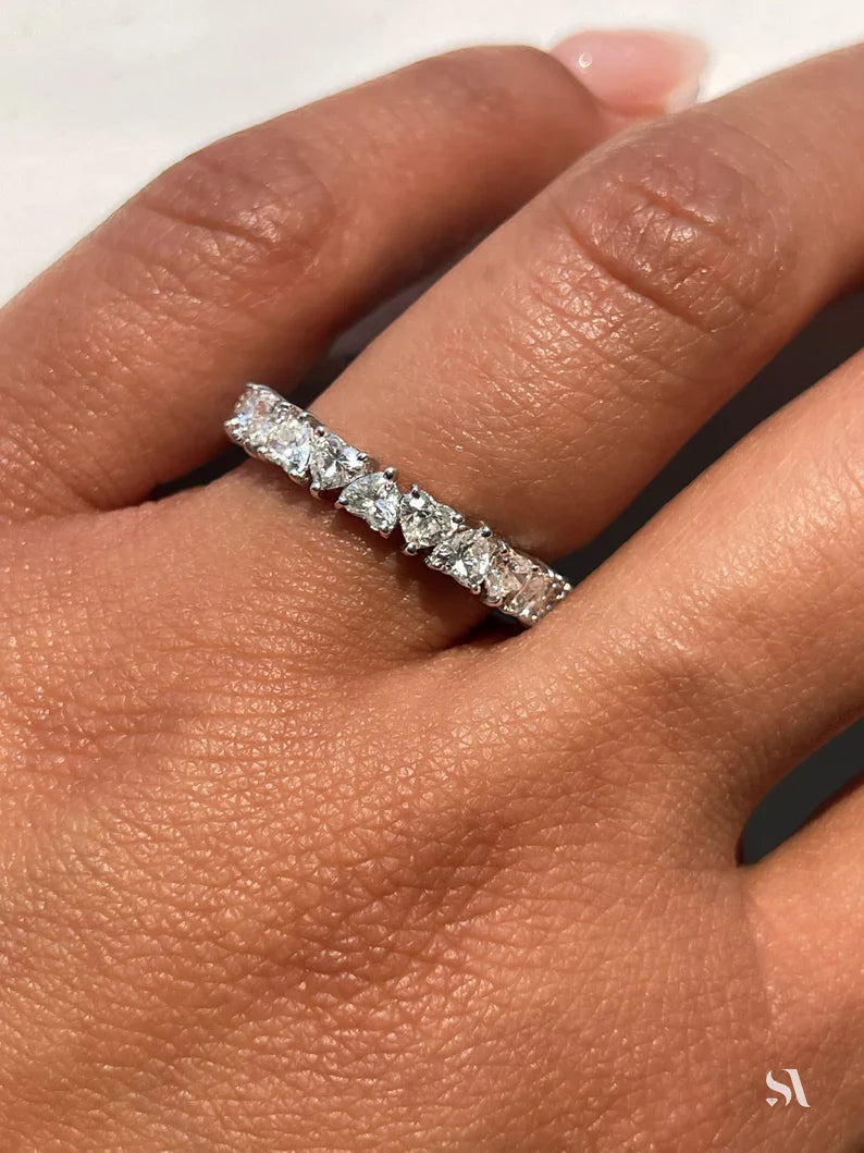 2.80 Carats Heart Cut Diamond Wedding Band - Evara Jewelry LLC