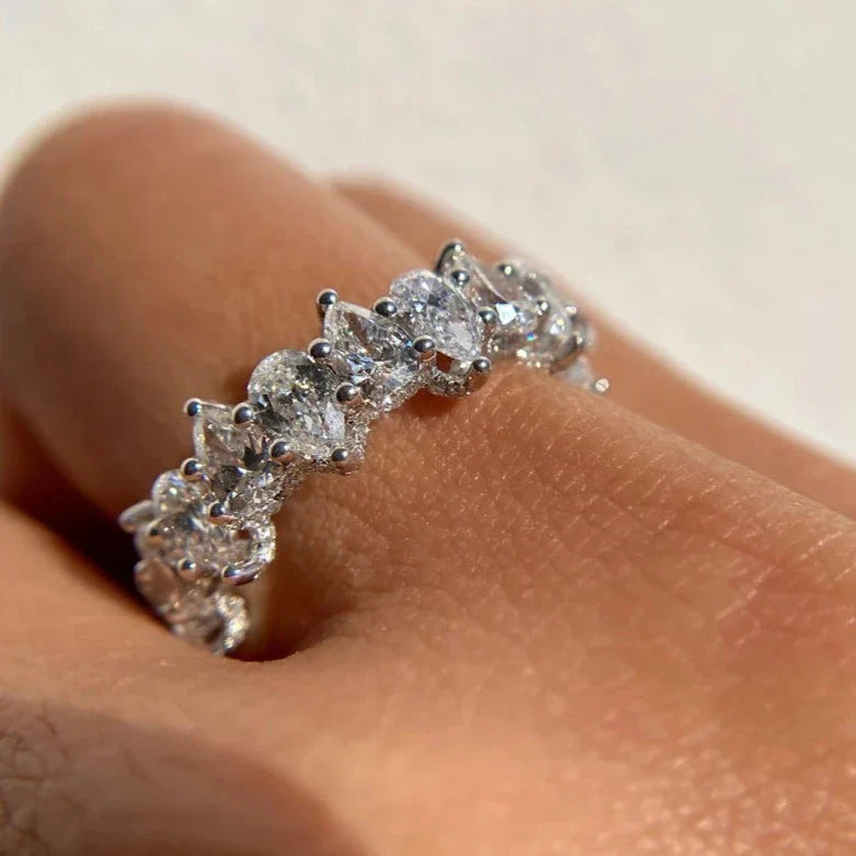 5 Carat Pear Cut Diamond Eternity Band - Evara Jewelry LLC