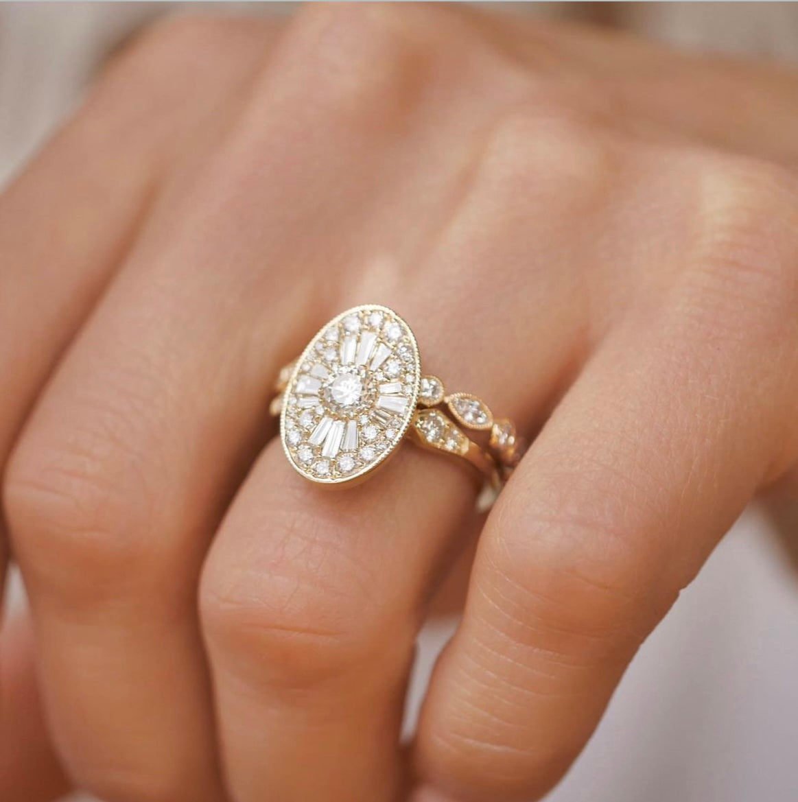 Oval Vintage Diamond Mosaic Ring - Evara Jewelry LLC