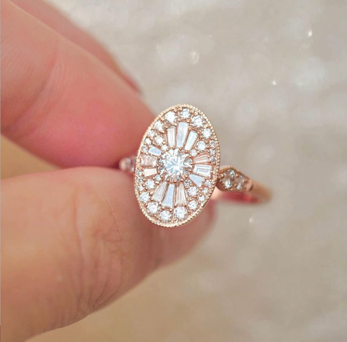 Oval Vintage Diamond Mosaic Ring - Evara Jewelry LLC