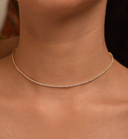 Luxury Diamond Tennis Necklace - 14K/18K White Gold Lab Grown Diamond Choker