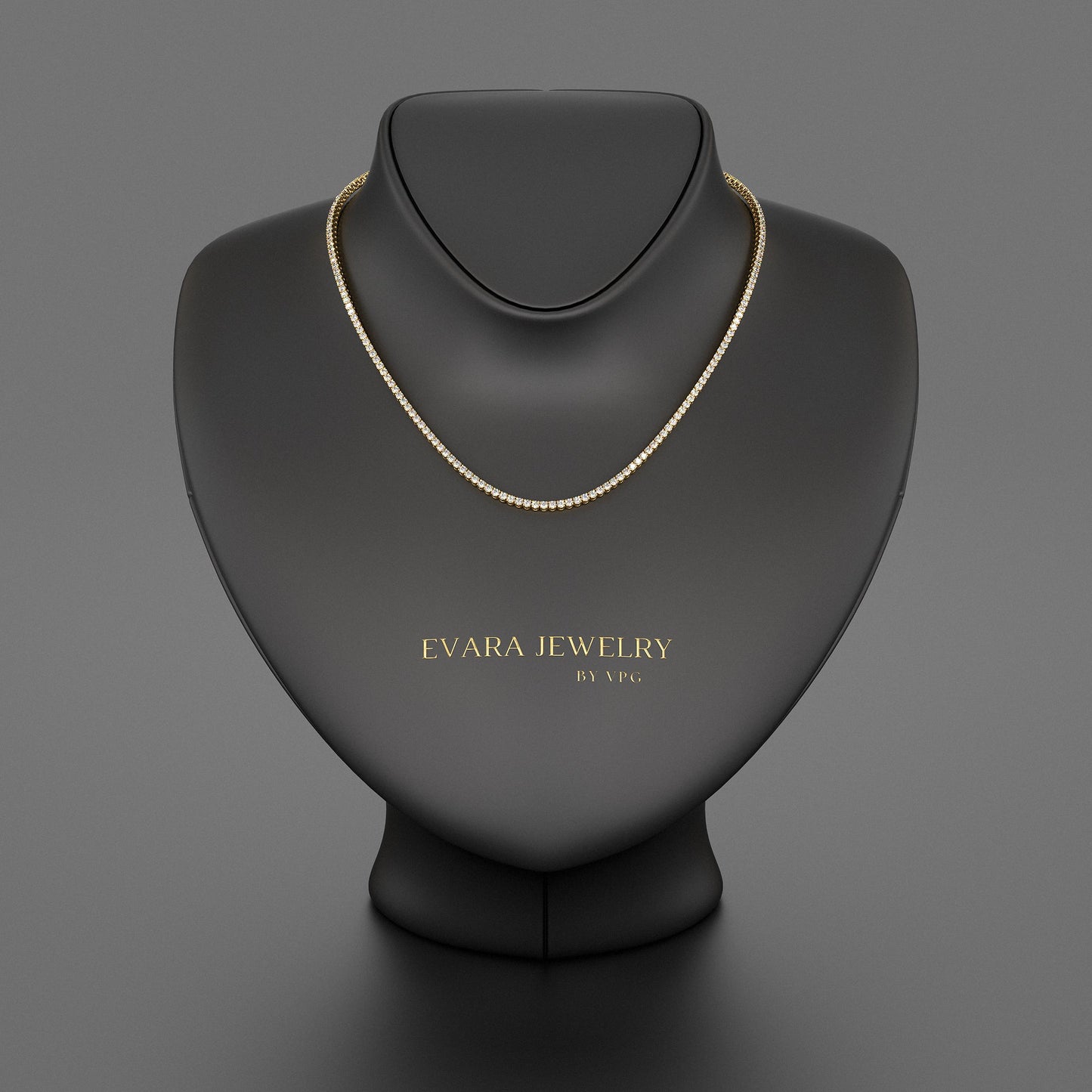 Luxury Diamond Tennis Necklace - 14K/18K White Gold Lab Grown Diamond Choker - Evara Jewelry LLC
