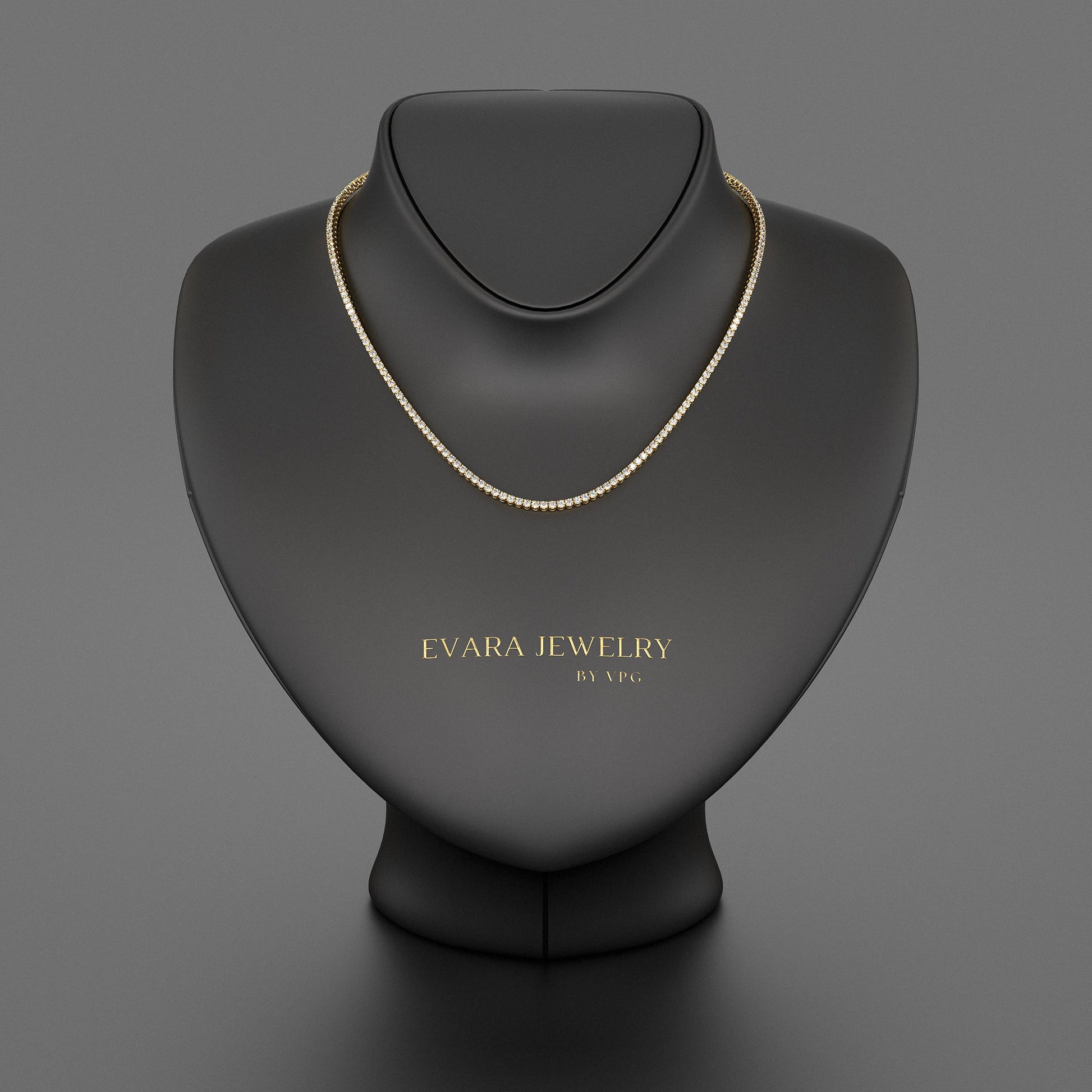 Luxury Diamond Tennis Necklace - 14K/18K White Gold Lab Grown Diamond Choker - Evara Jewelry LLC