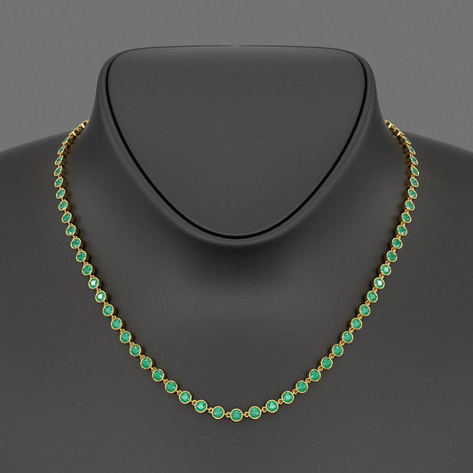9.36 Carats Natural Emerald Choker Necklace in 14K Gold