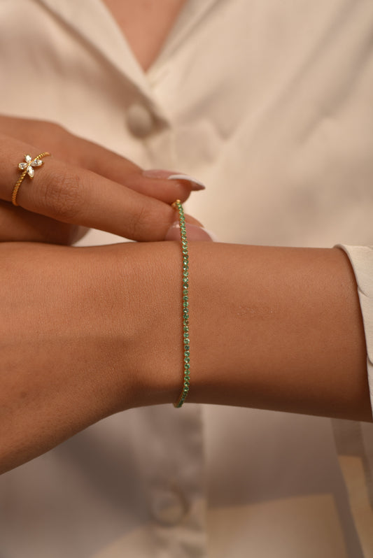 Natural Emerald Tennis Bracelet in 14K/18K Gold / May Birthstone Bracelet