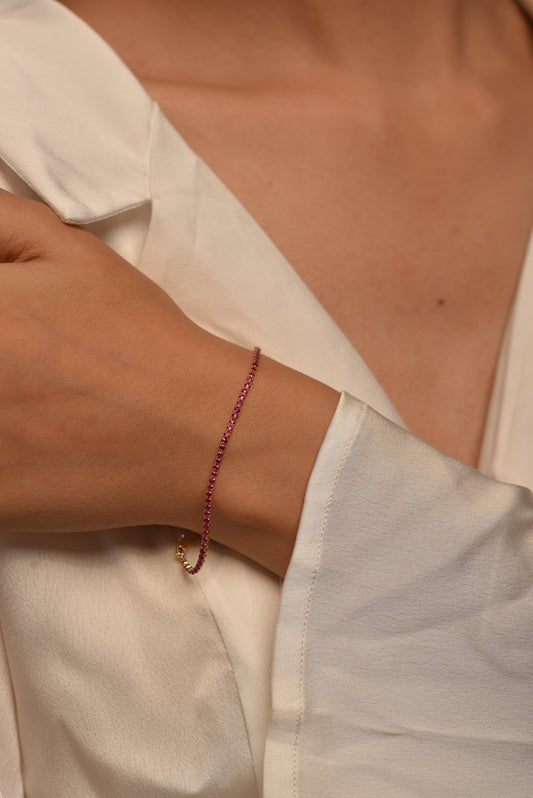 Natural Ruby Tennis Bracelet in 14K/18K Gold / July Birthstone Bracelet
