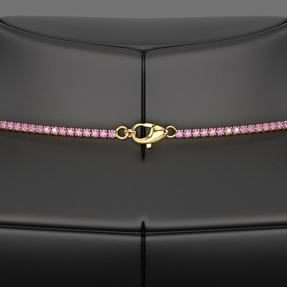 Natural Pink Sapphire Tennis Necklace in 14K/18K Gold