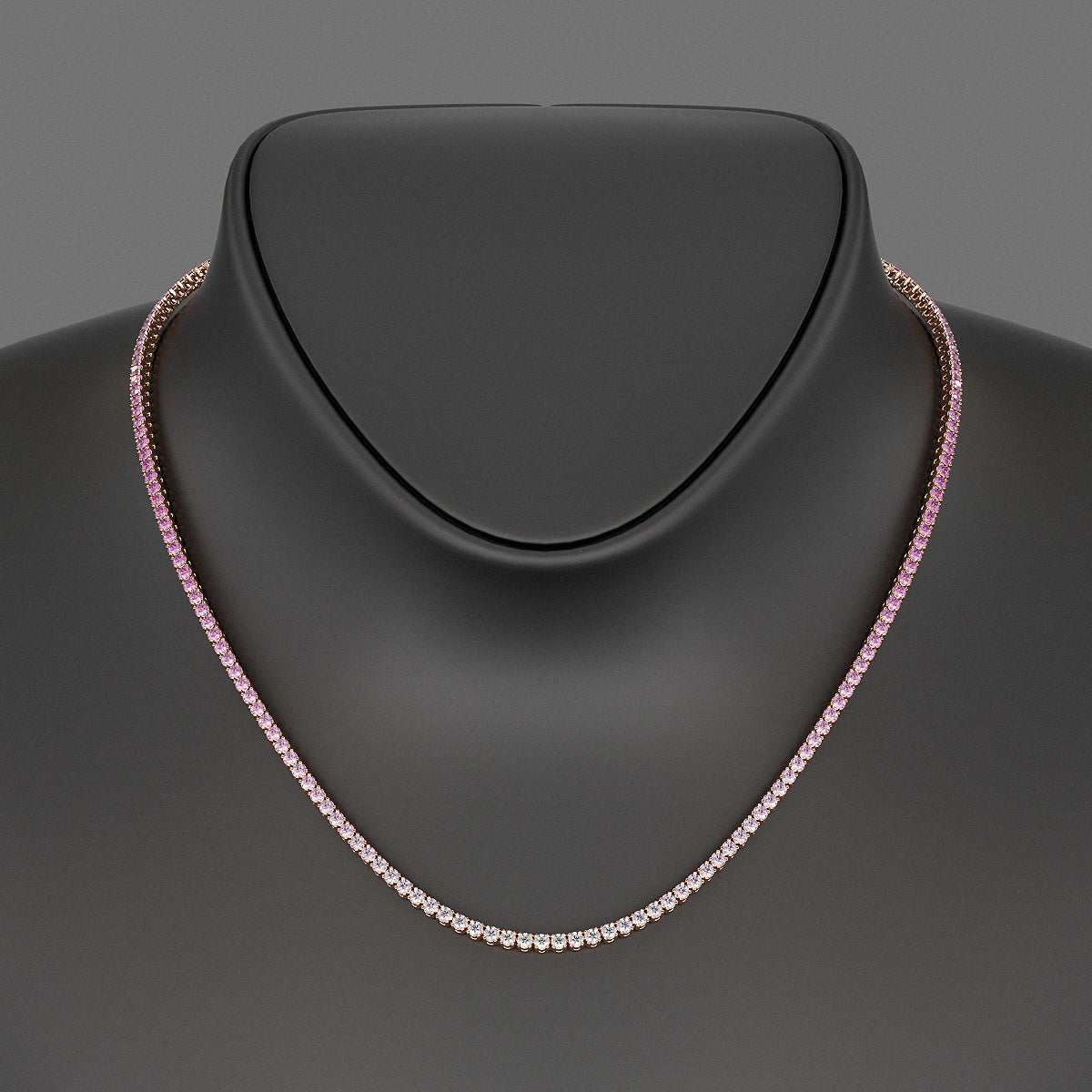 Ombre Natural Pink Sapphire Tennis Necklace in 14K/18K Gold