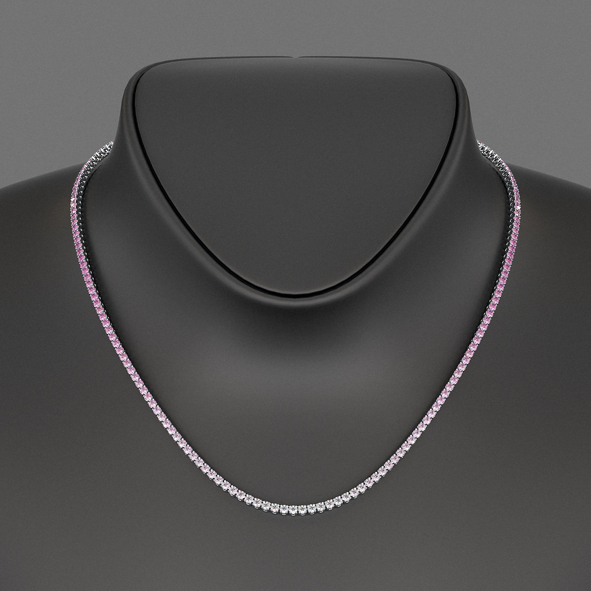Ombre Natural Pink Sapphire Tennis Necklace in 14K/18K Gold