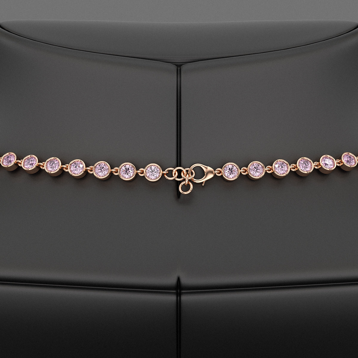 9.38 Carats Ombre Natural Pink Sapphire Choker Necklace in 14K Rose Gold