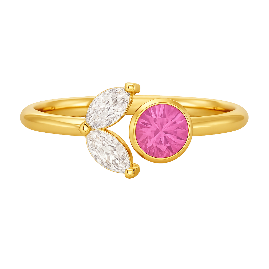 Pink Tourmaline & Diamond Stacking Open Ring