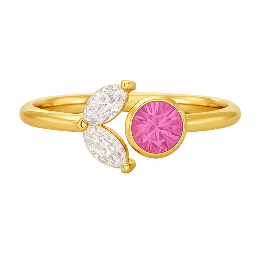 Pink Tourmaline & Diamond Stacking Open Ring