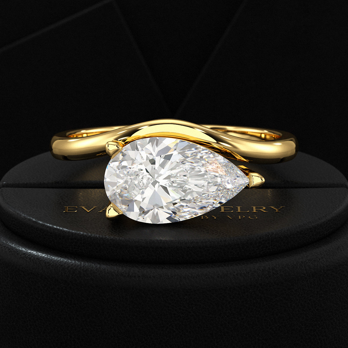 1.50 Carat Pear Cut East West Engagement Ring - Evara Jewelry LLC