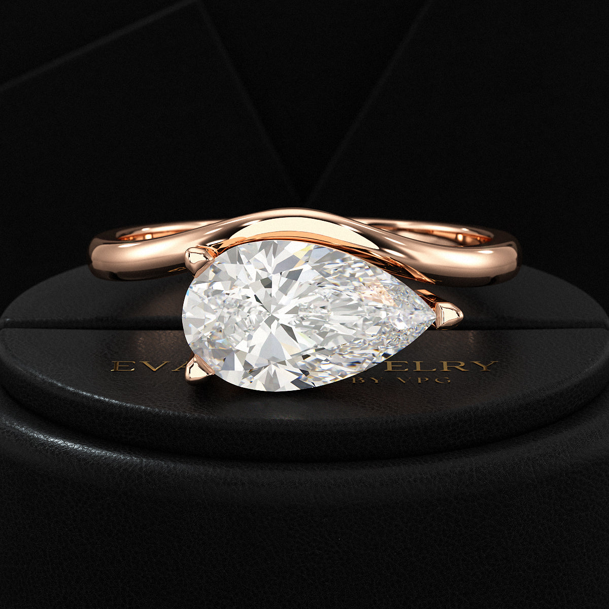 1.50 Carat Pear Cut East West Engagement Ring - Evara Jewelry LLC