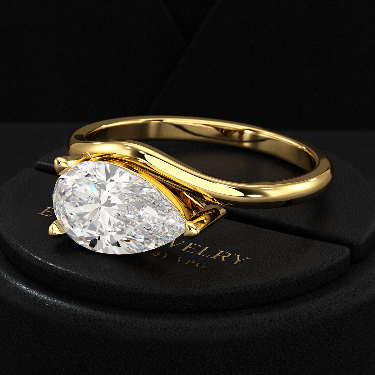 1.50 Carat Pear Cut East West Engagement Ring - Evara Jewelry LLC