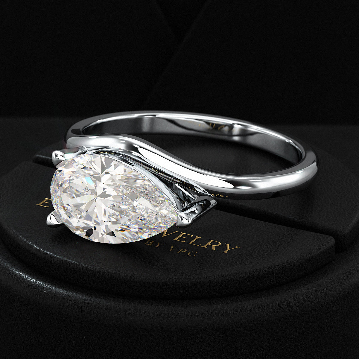 1.50 Carat Pear Cut East West Engagement Ring - Evara Jewelry LLC
