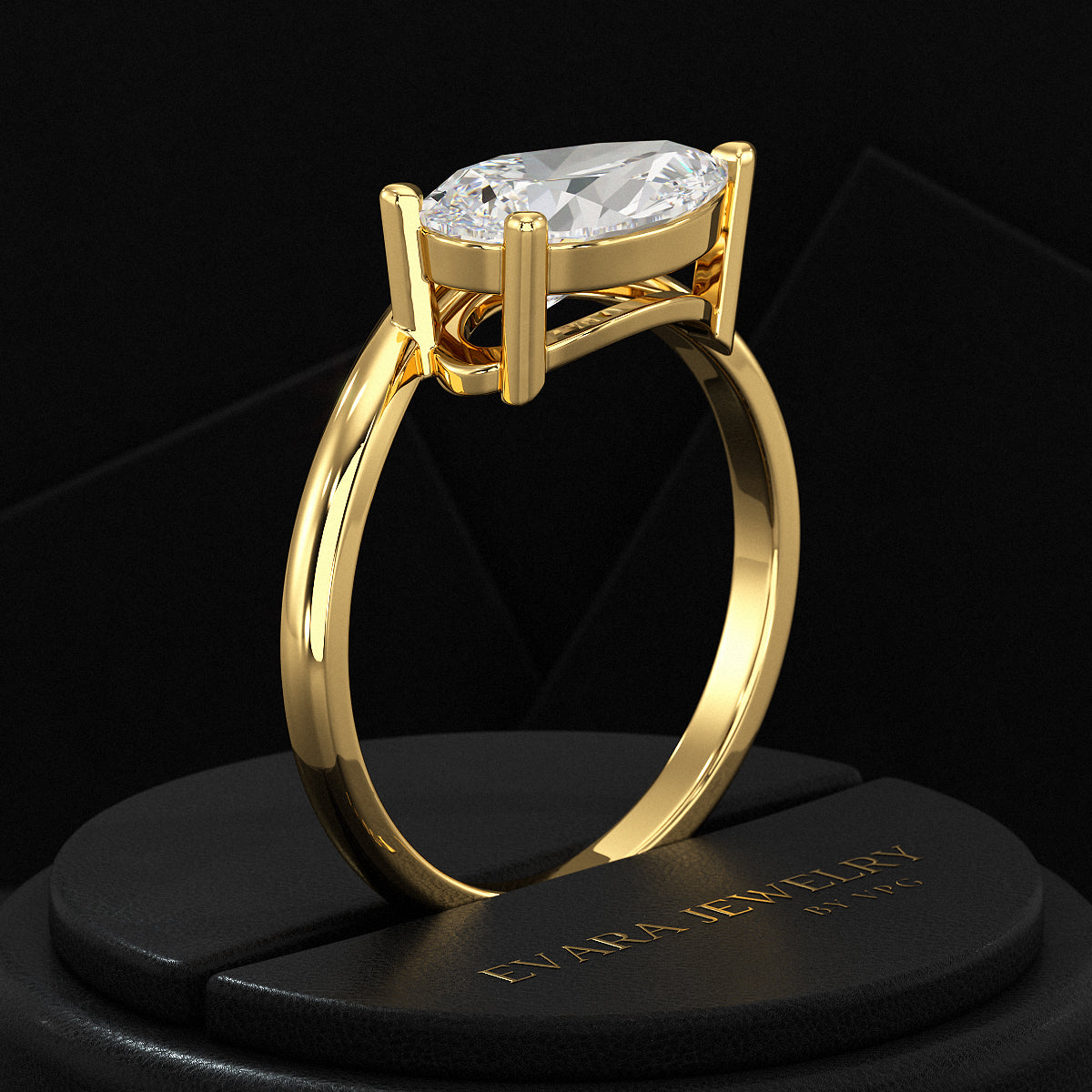 1.50 Carat Pear Cut East West Engagement Ring - Evara Jewelry LLC