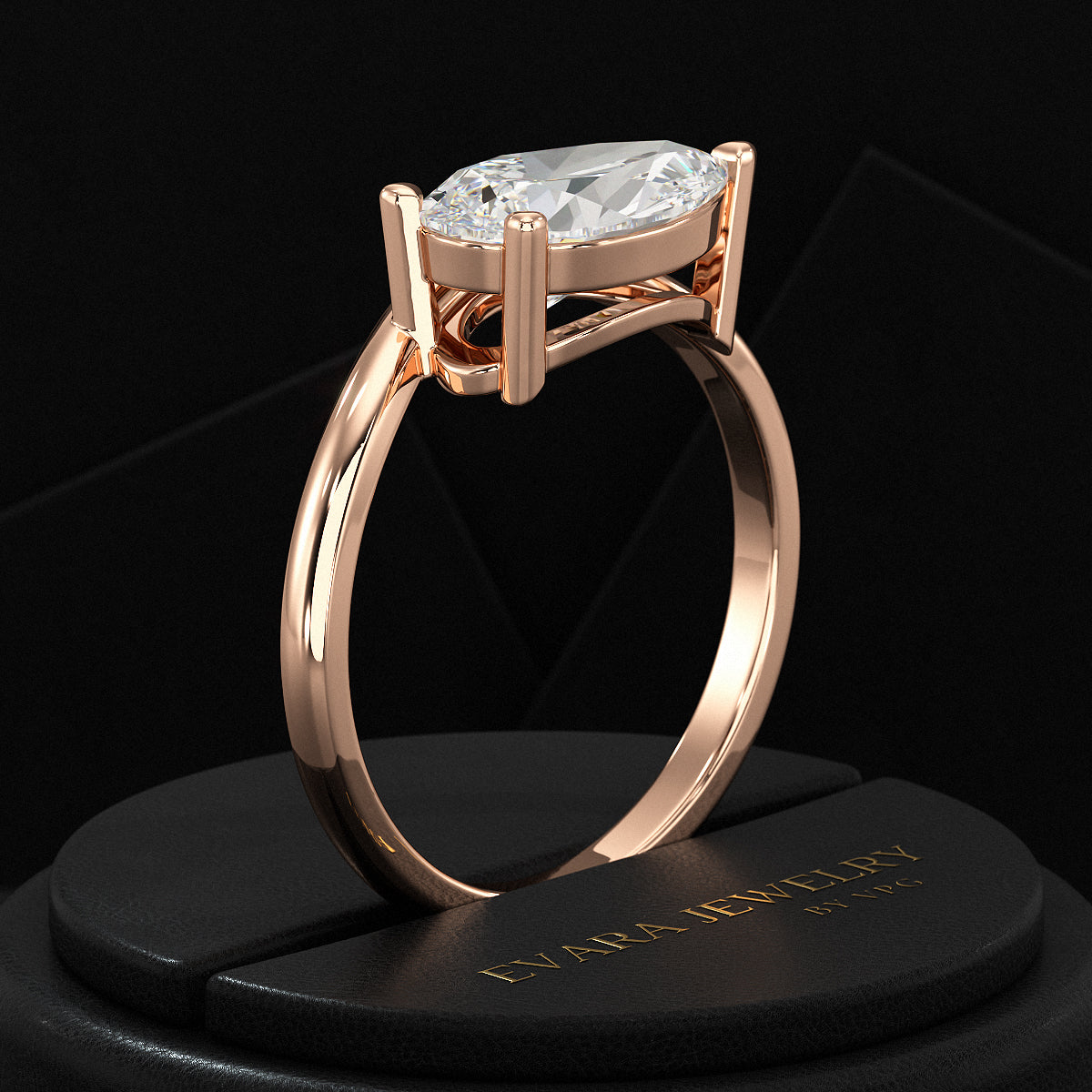 1.50 Carat Pear Cut East West Engagement Ring - Evara Jewelry LLC