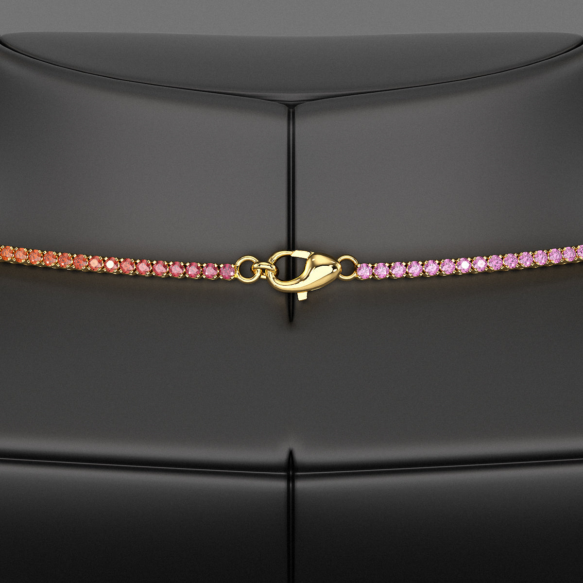 Natural Rainbow Sapphire Tennis Necklace in 14K/18K Solid Gold