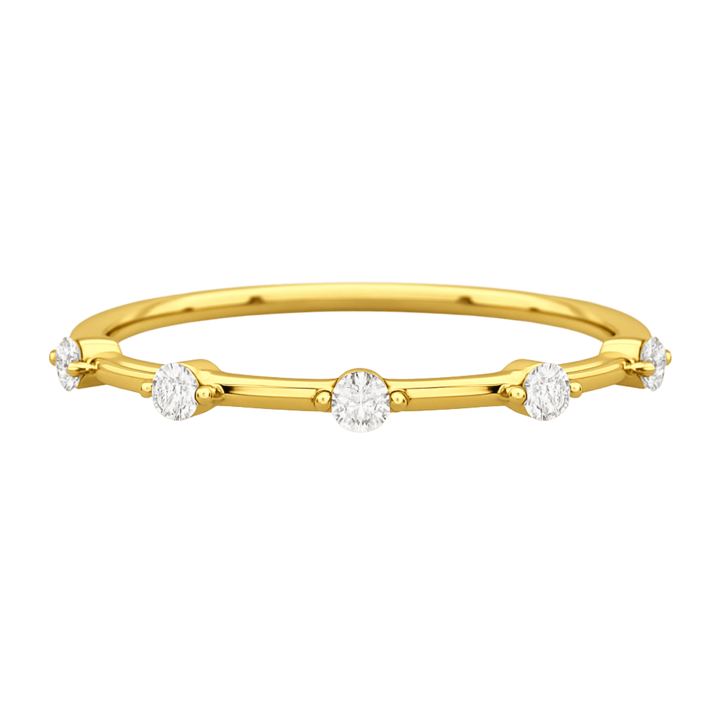 Round Cut Thin Wedding Stacking Band with Lab Grown Diamond