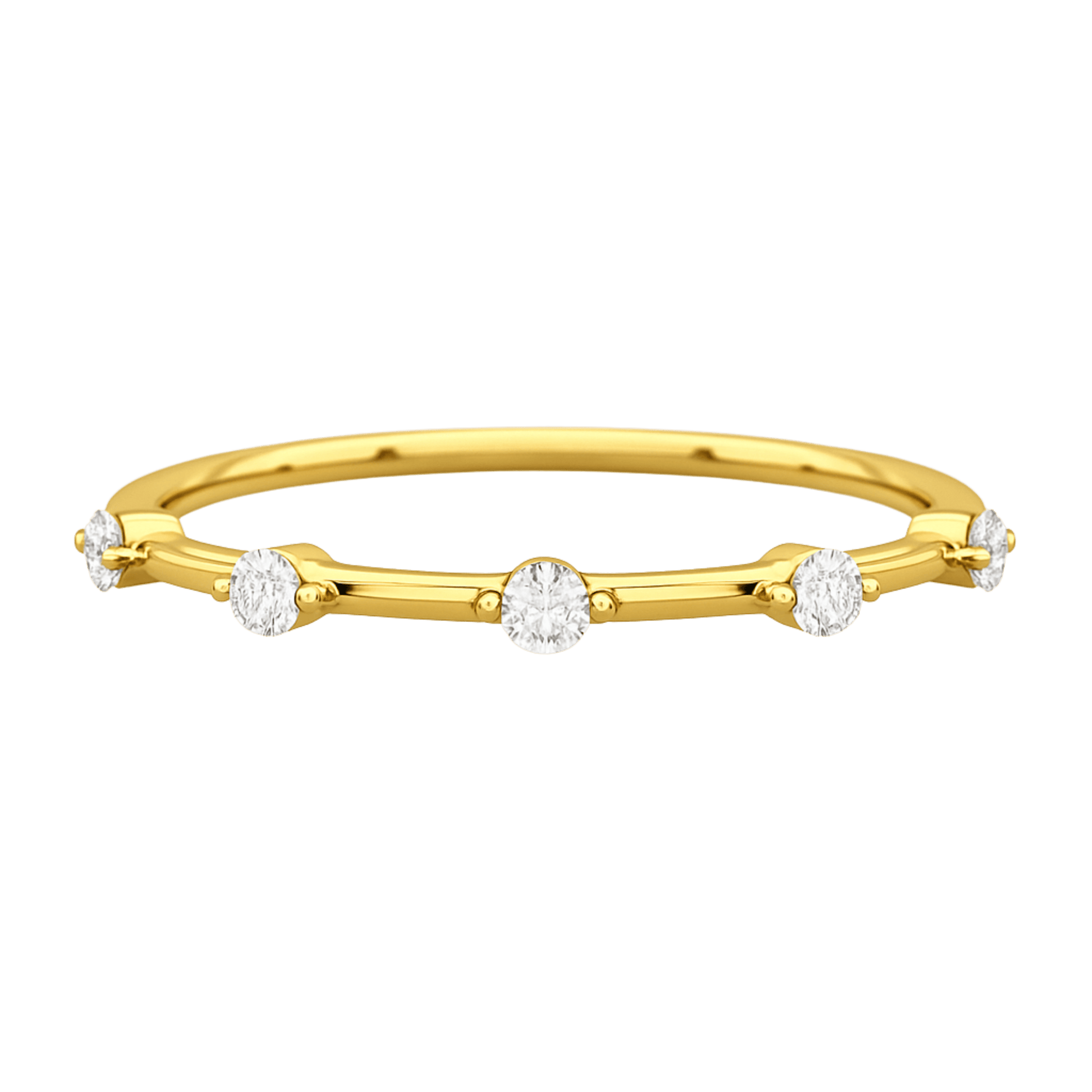 Round Cut Thin Wedding Stacking Band with Lab Grown Diamond